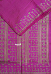 Dual Shade Magenta - Raaga - Semi Tussar Heart Stripes Border with piping